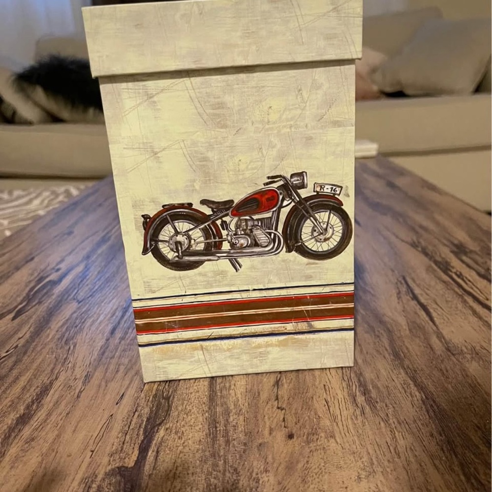 Vintage Motorcycle Design Coffee Storage Box